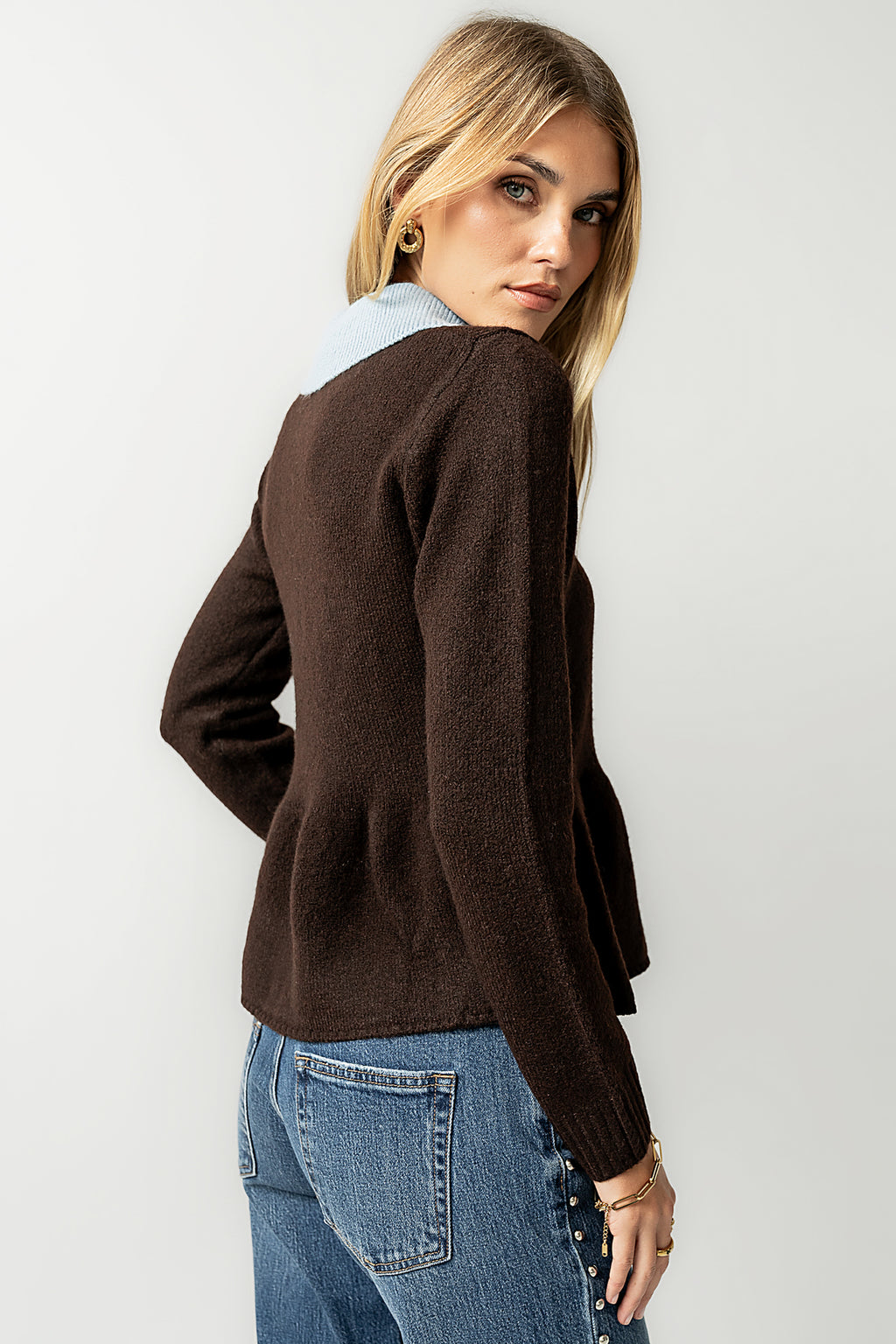 Libby Peplum Sweater in Brown - FINAL SALE