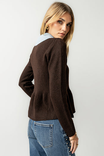 Libby Peplum Sweater in Brown - FINAL SALE
