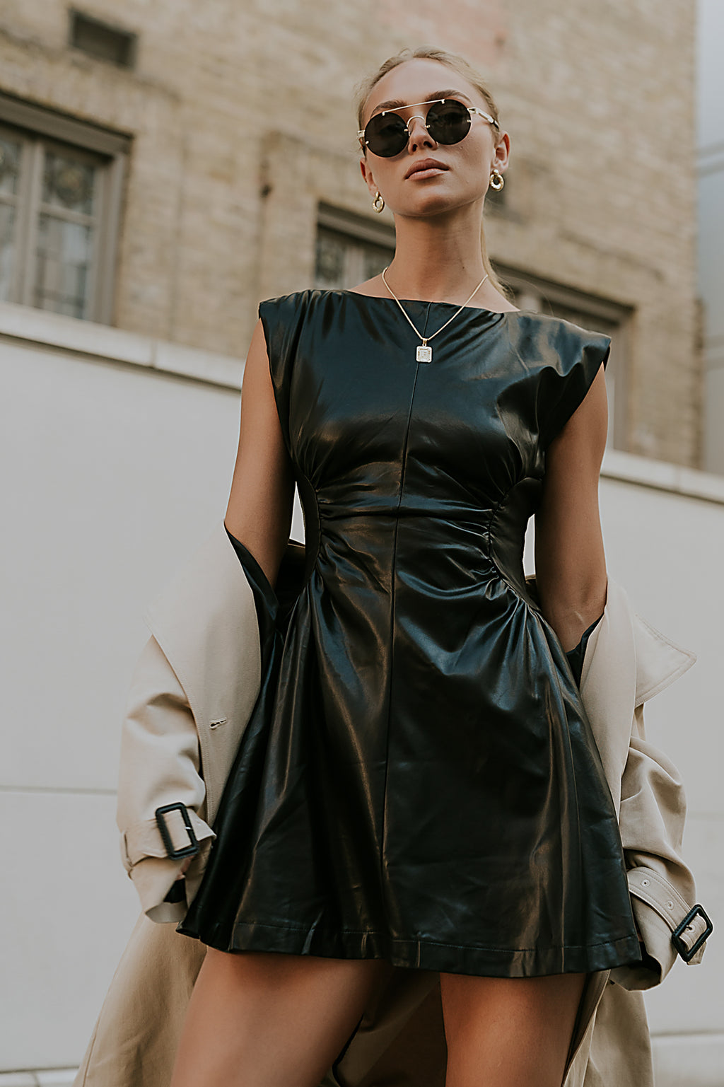 Xiomara Vegan Leather Mini Dress - FINAL SALE