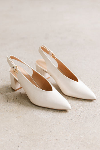 Candice Slingback Heels in Cream - FINAL SALE