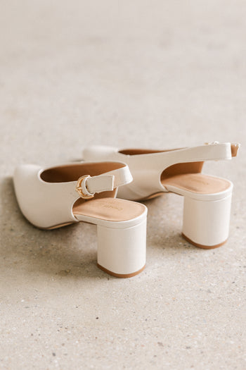 Candice Slingback Heels in Cream - FINAL SALE