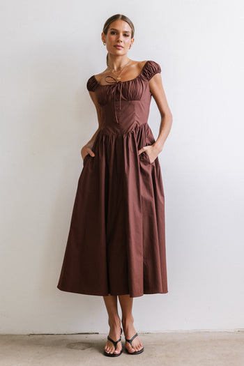 Patricia Midi Dress in Brown - FINAL SALE