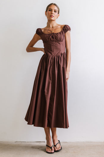 Patricia Midi Dress in Brown - FINAL SALE
