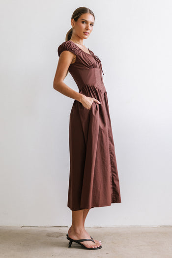 Patricia Midi Dress in Brown - FINAL SALE