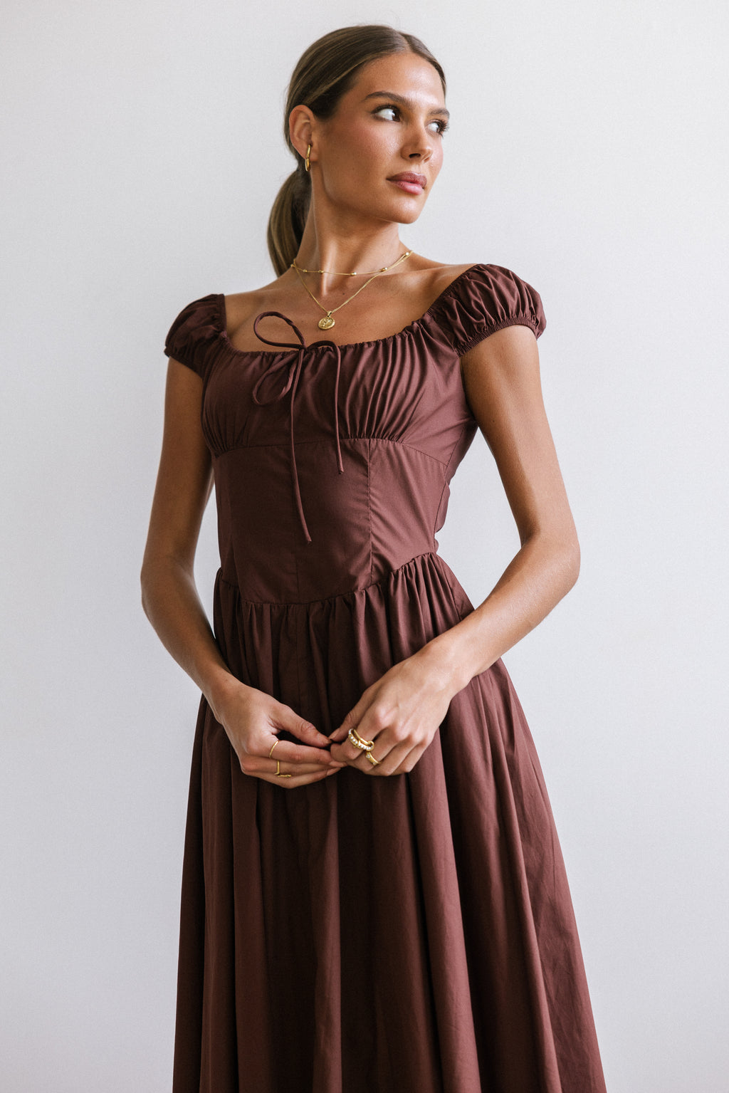 Patricia Midi Dress in Brown - FINAL SALE