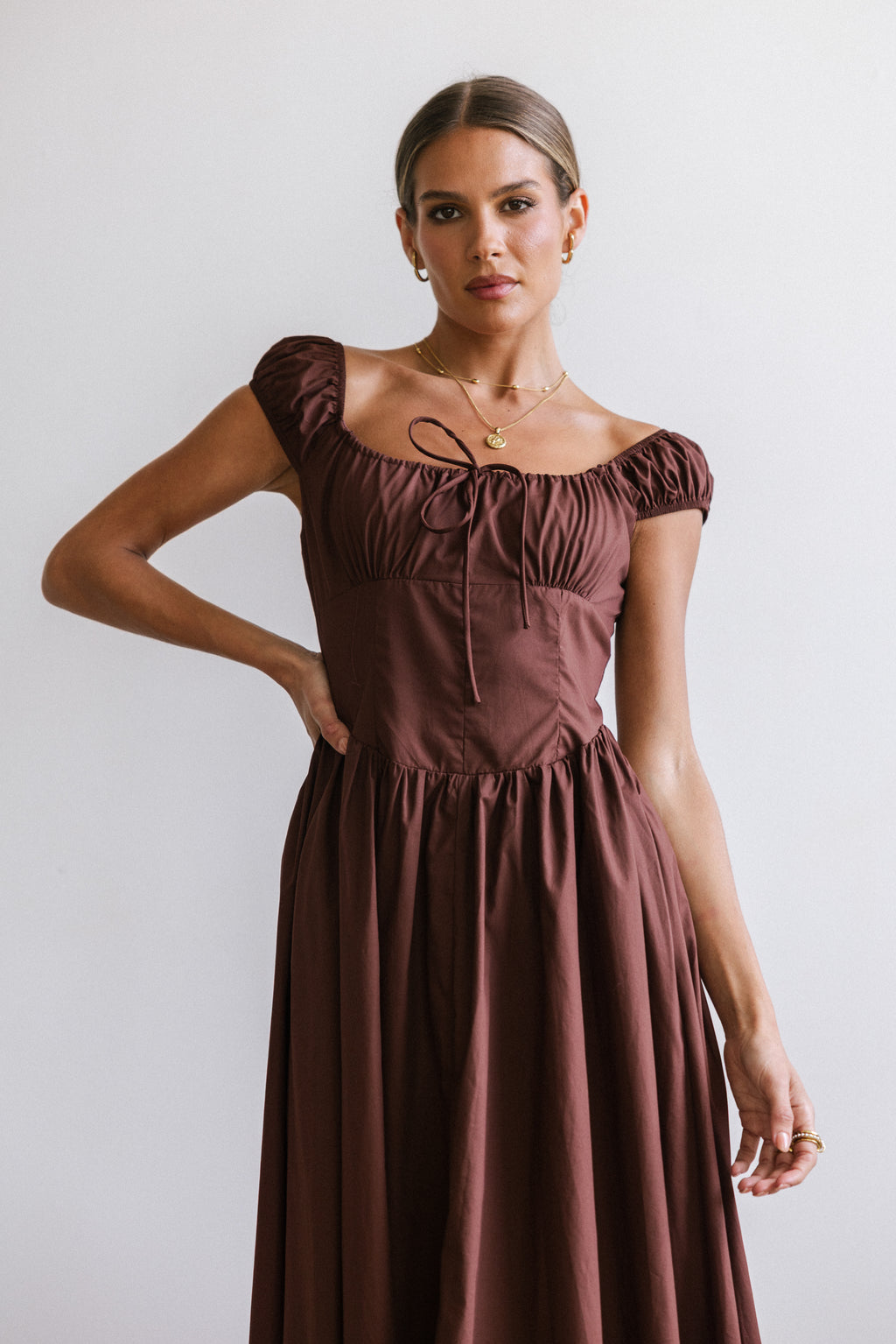 Patricia Midi Dress in Brown - FINAL SALE