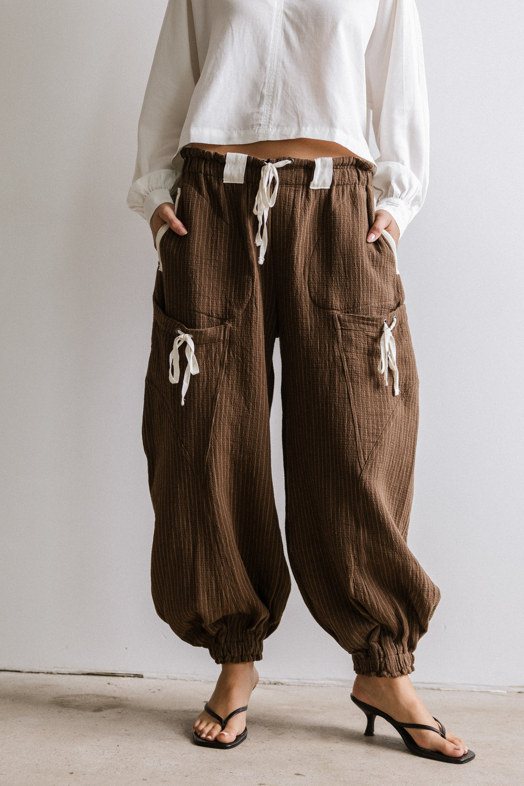 Cozette Striped Baggy Pants in Brown - FINAL SALE