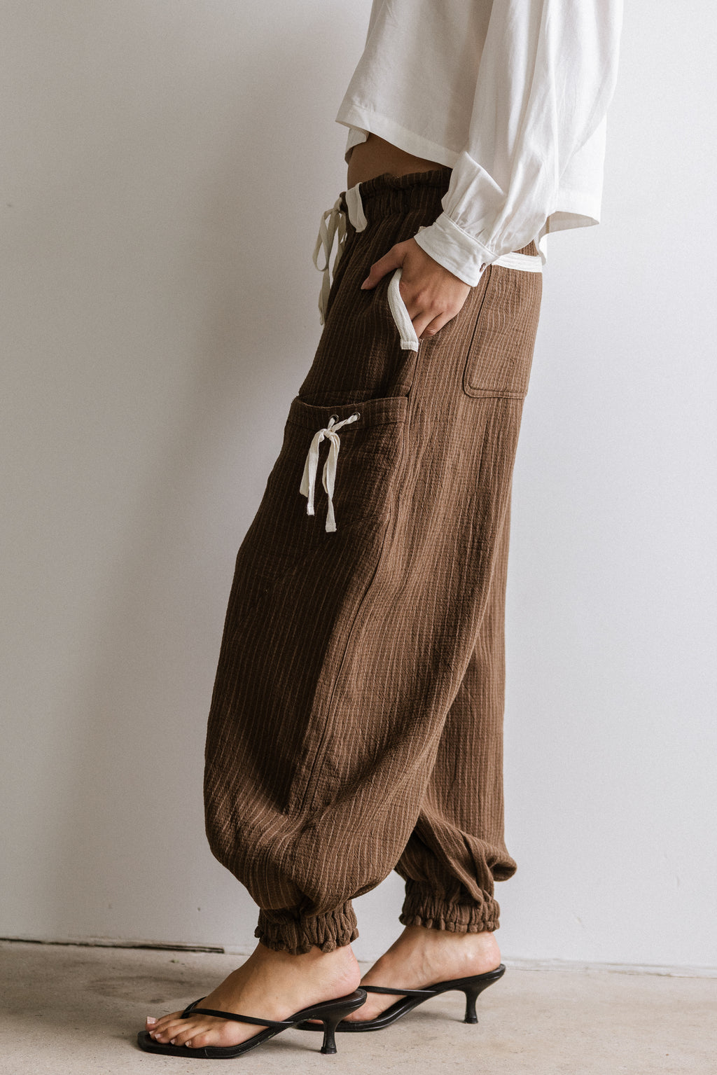 Cozette Striped Baggy Pants in Brown - FINAL SALE