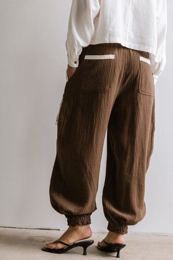 Cozette Striped Baggy Pants in Brown - FINAL SALE