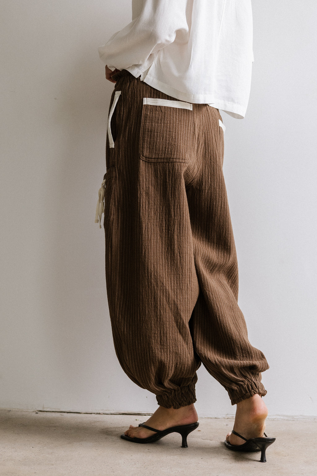 Cozette Striped Baggy Pants in Brown - FINAL SALE