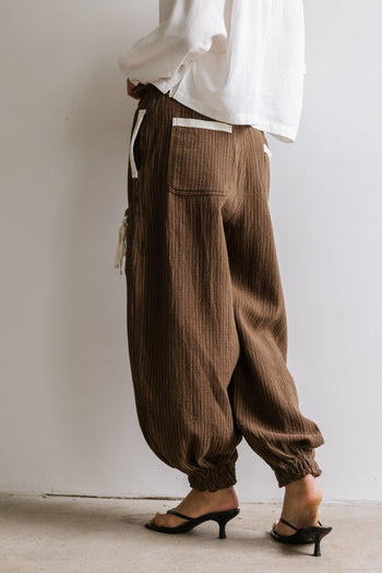 Cozette Striped Baggy Pants in Brown - FINAL SALE