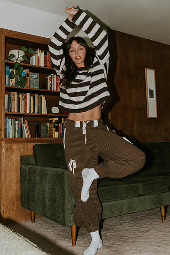 Cozette Striped Baggy Pants in Brown - FINAL SALE