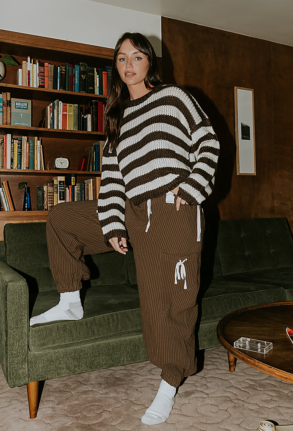 Cozette Striped Baggy Pants in Brown - FINAL SALE