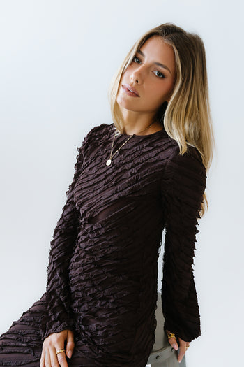 Bell Ruffle Maxi Dress in Brown - FINAL SALE