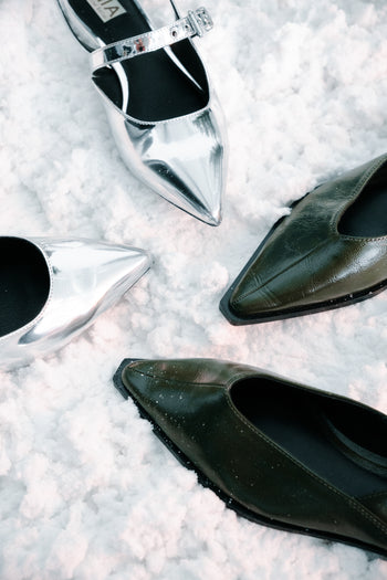 Steve Madden Shay Slingback Flats in Olive - FINAL SALE