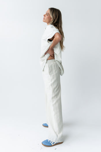 Belen Striped Wide Leg Pants in Denim Blue - FINAL SALE