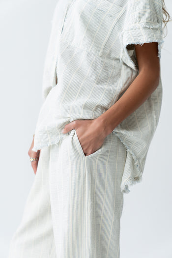 Belen Striped Wide Leg Pants in Denim Blue - FINAL SALE