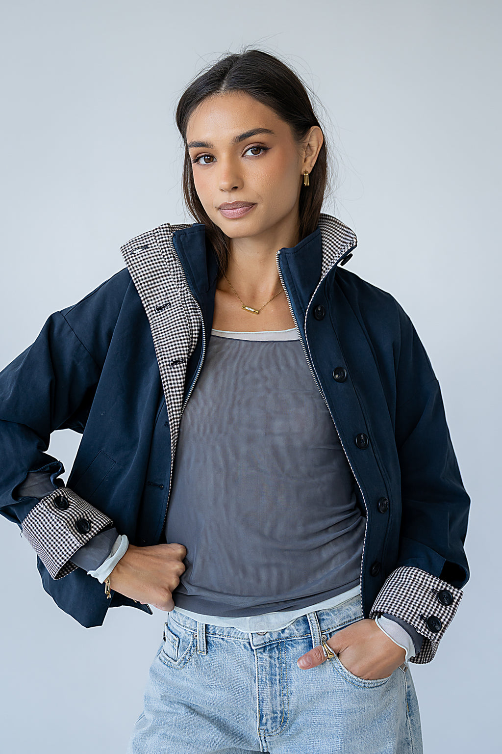 PREORDER - Colette Oversized Trench Jacket in Navy