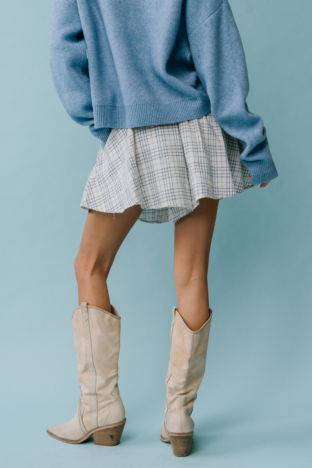 Katherine Plaid Shorts in Blue - FINAL SALE