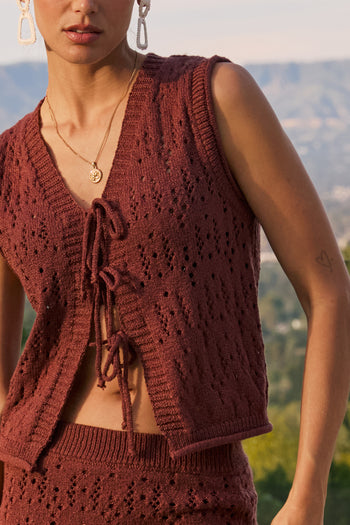 Joana Knit Vest in Marsala - FINAL SALE