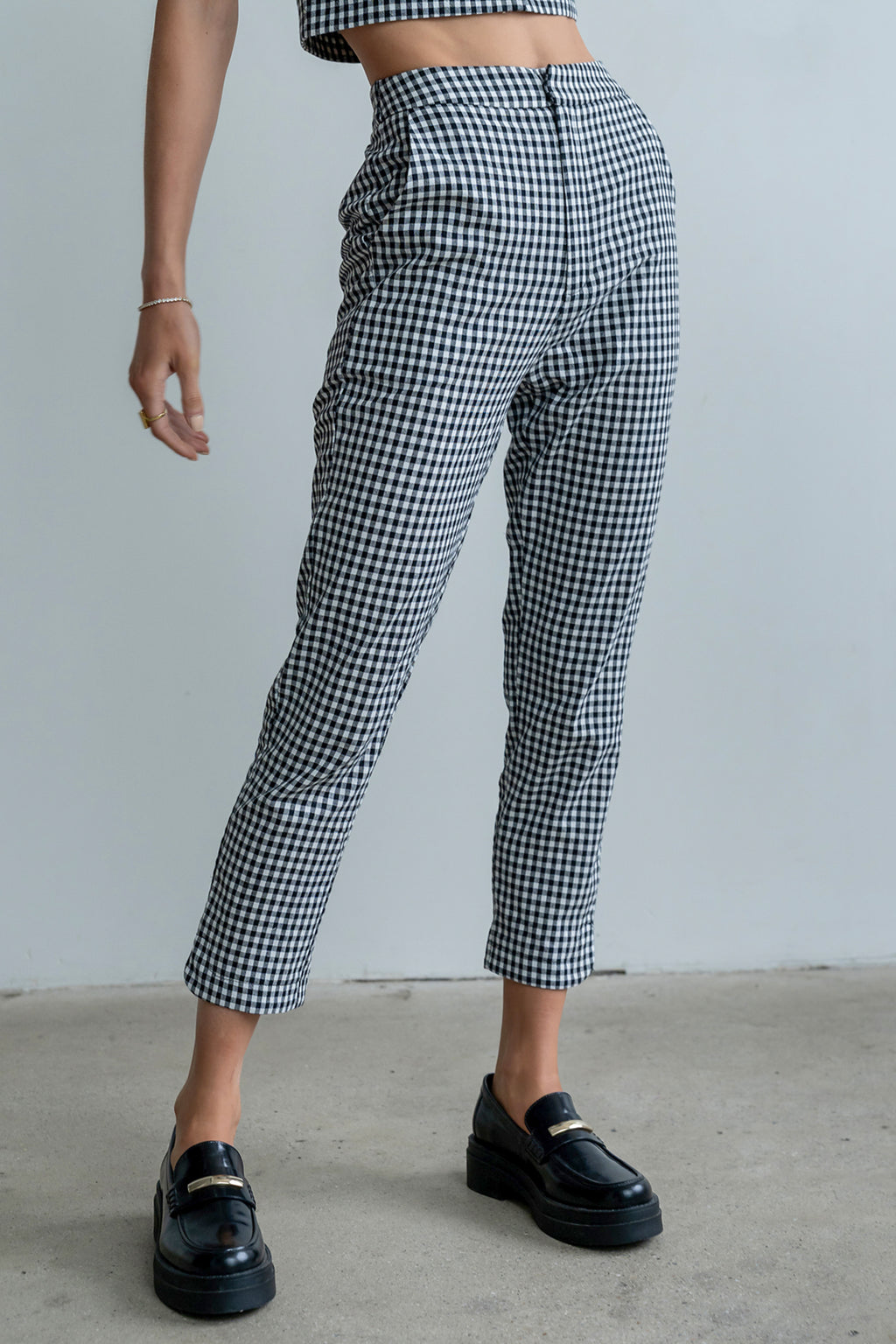 Madie Gingham Pants in Black - FINAL SALE
