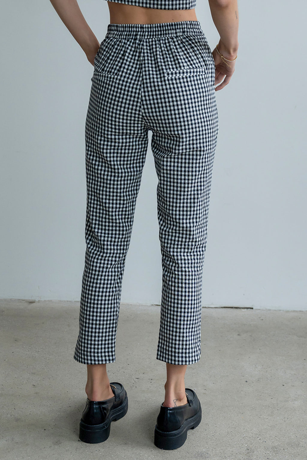 Madie Gingham Pants in Black - FINAL SALE