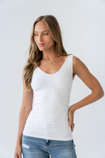 Cammie Long Tank in White