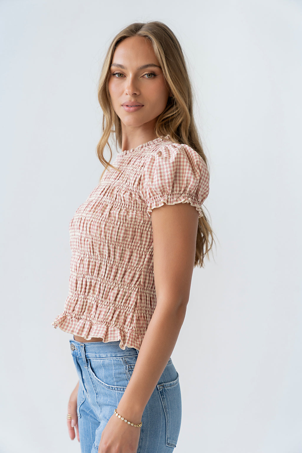 Ruth Smocked Top in Pink - FINAL SALE