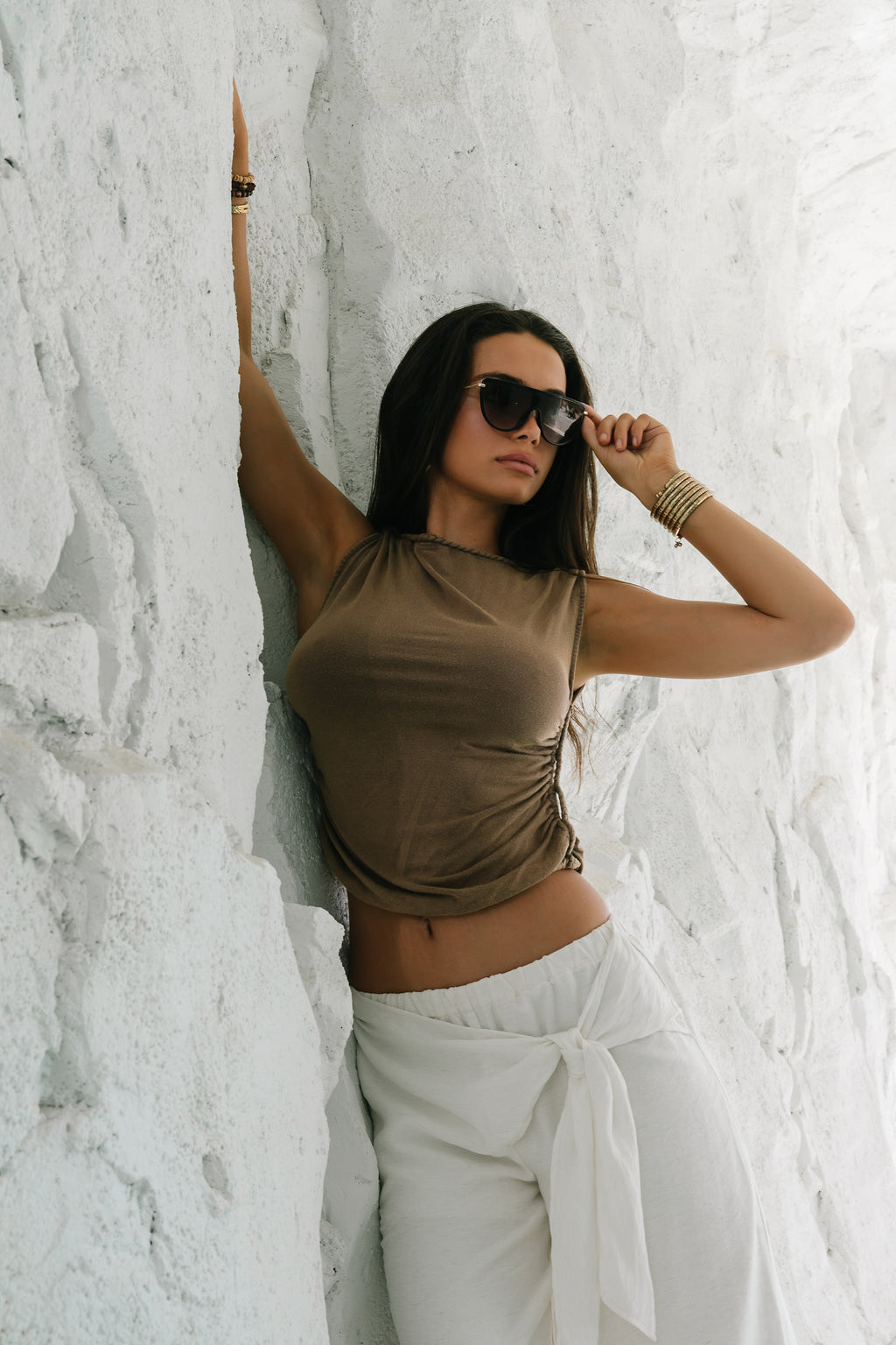 Maia Braided Top in Brown - FINAL SALE
