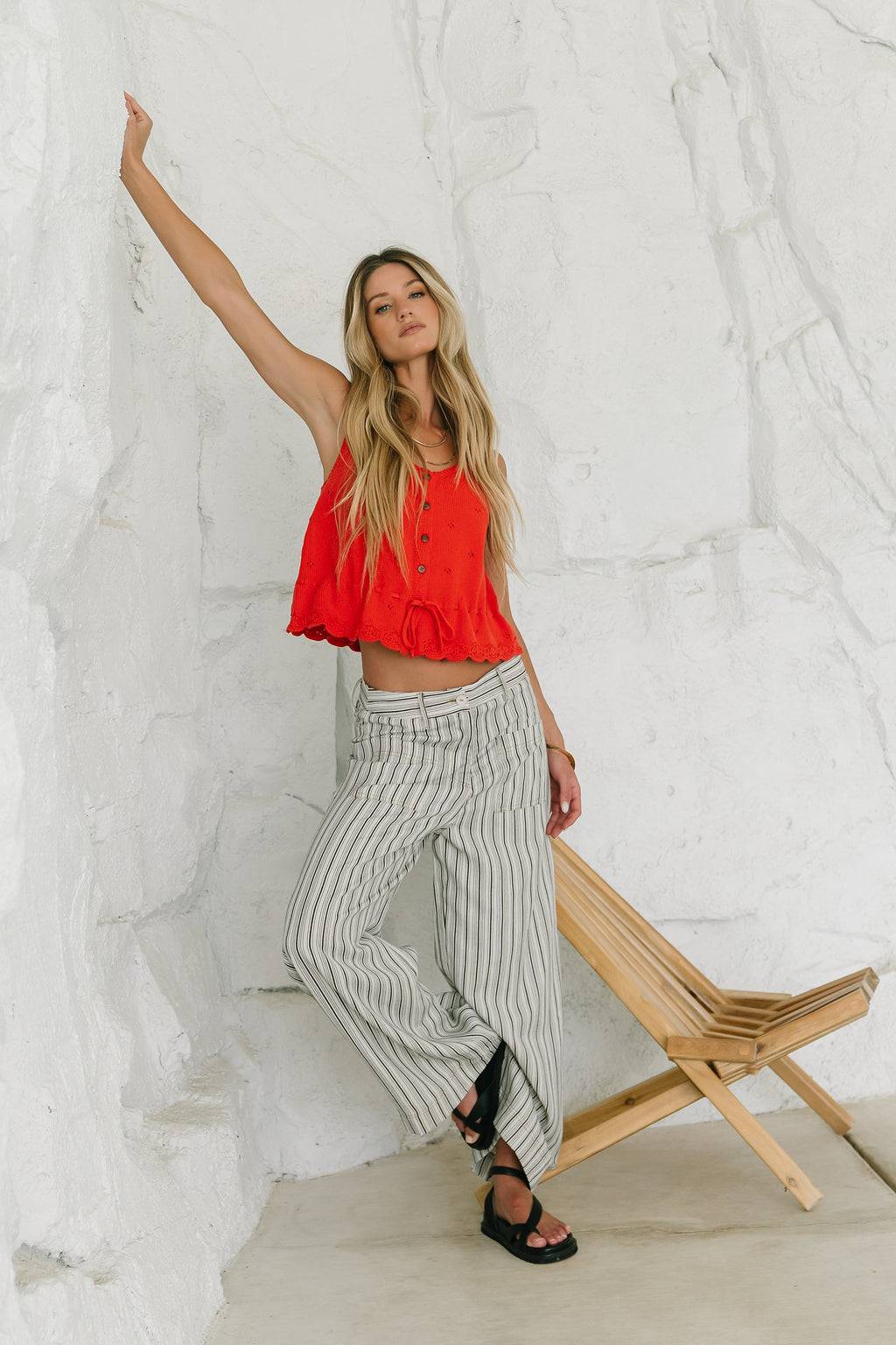Brett Striped Wide Leg Pants in Black - FINAL SALE