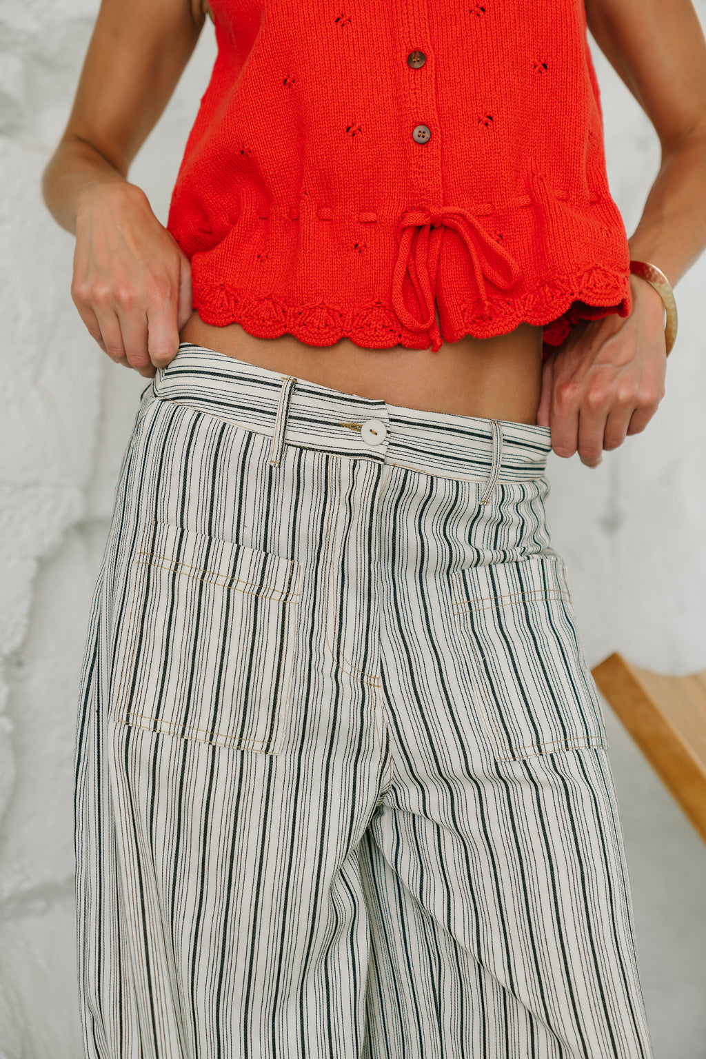 Brett Striped Wide Leg Pants in Black - FINAL SALE