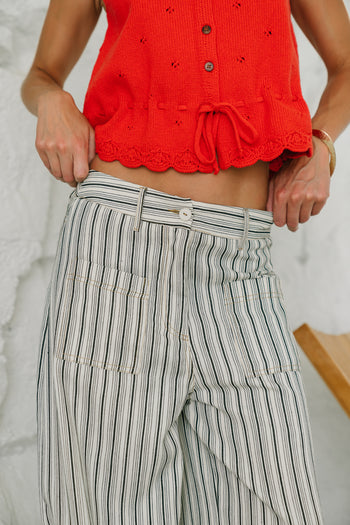 Brett Striped Wide Leg Pants in Black - FINAL SALE
