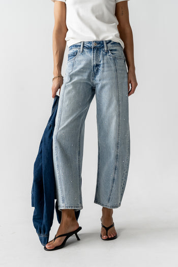 Kessie Rhinestone Barrel Jeans