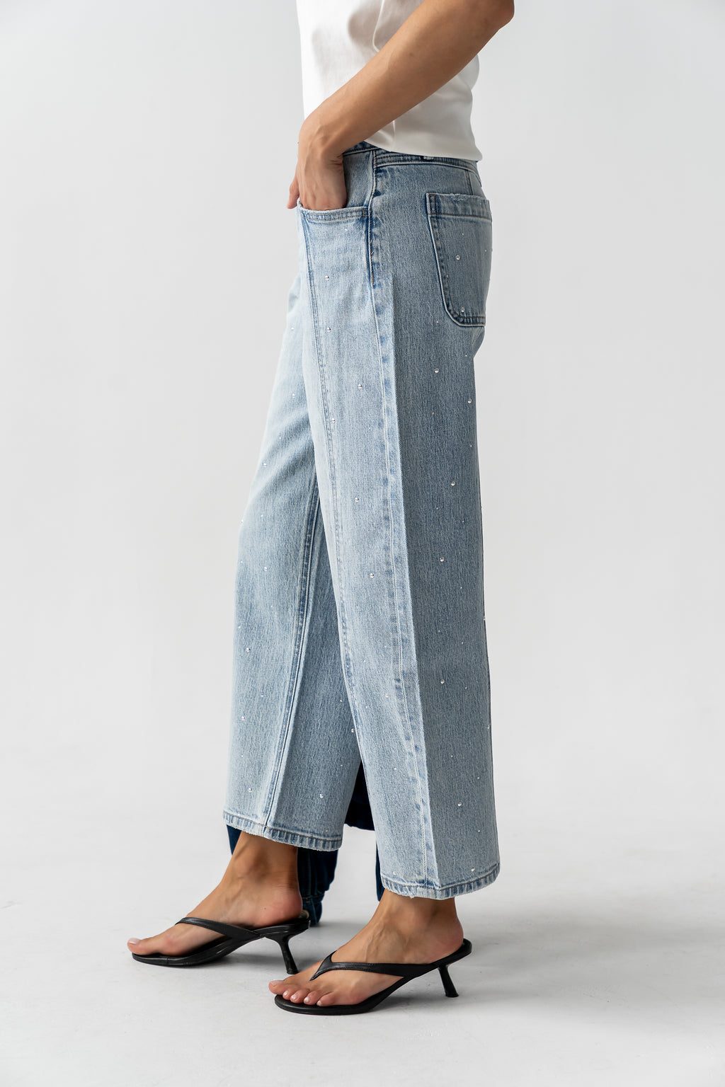 Kessie Rhinestone Barrel Jeans