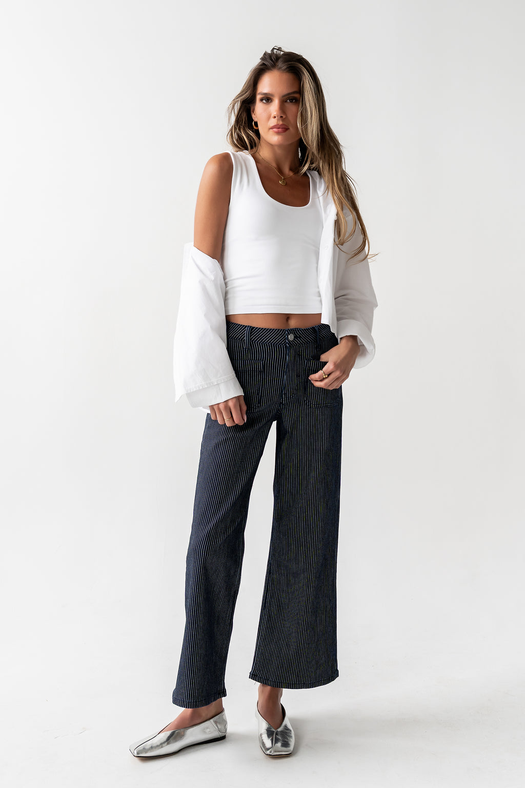 Ariana Striped Wide Leg Jeans
