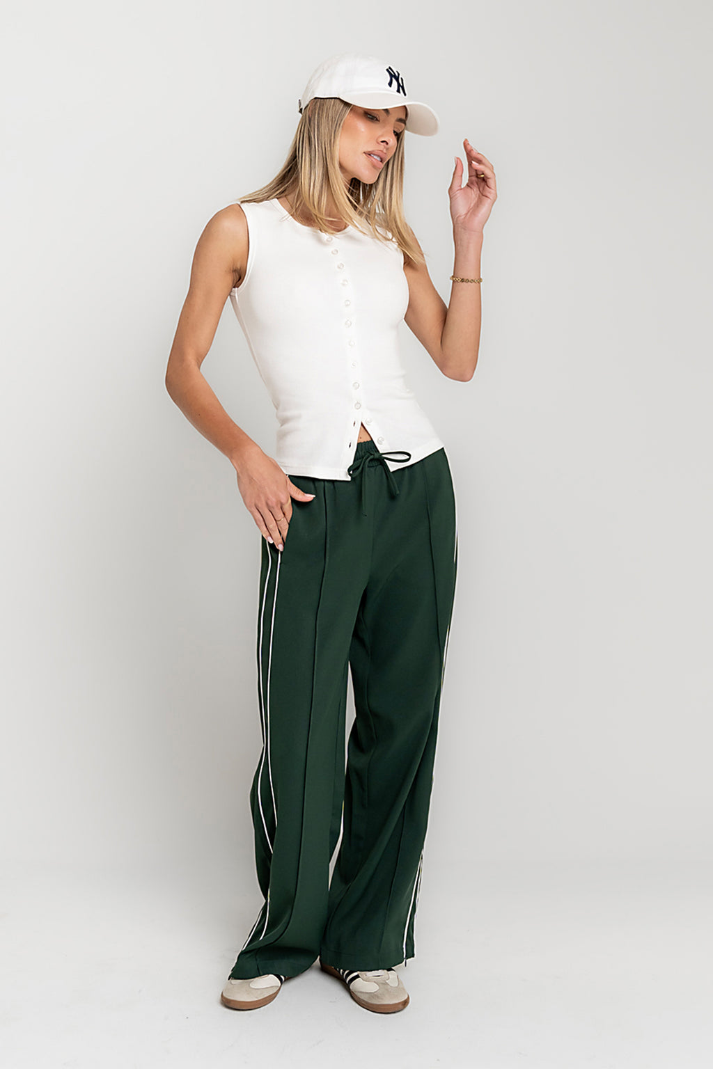 Emily Striped Wide Leg Pants in Green - FINAL SALE