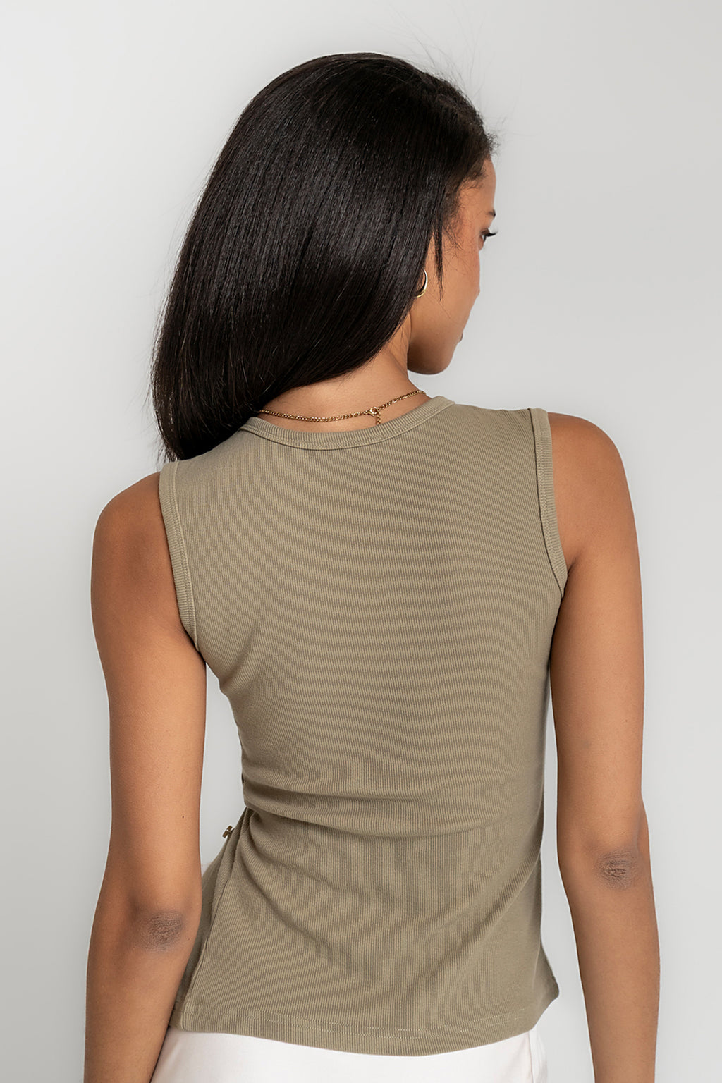 Nina Asymmetrical Tank in Olive - FINAL SALE