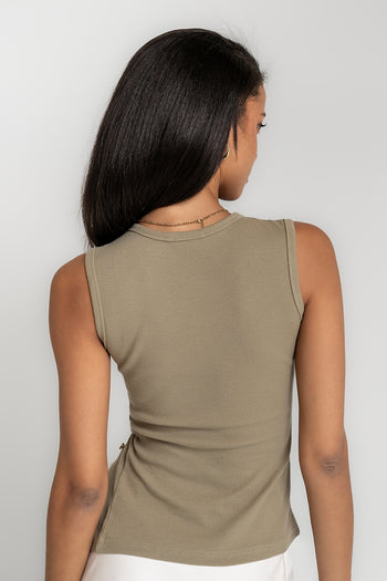 Nina Asymmetrical Tank in Olive - FINAL SALE