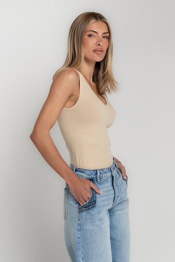 Cammie Long Tank in Stone