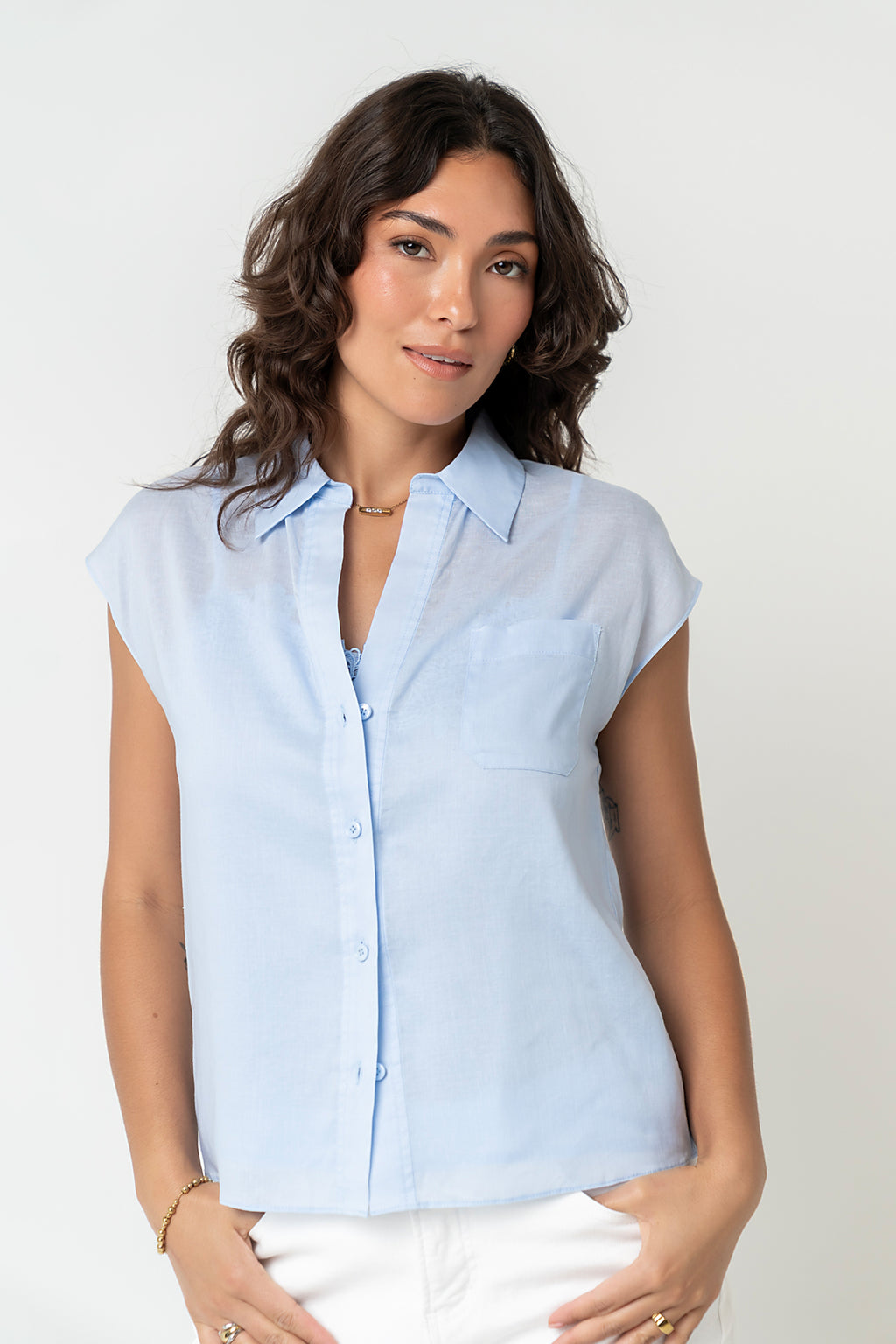 Hank Twofer Top in Light Blue - FINAL SALE