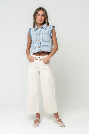 Mylah Wide Leg Jeans in Ivory - FINAL SALE