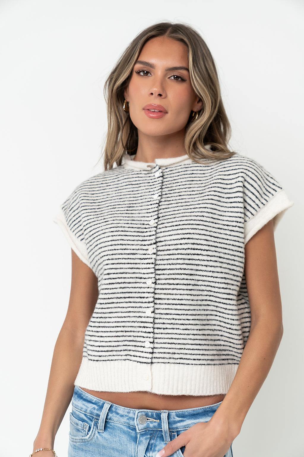 Percey Knit Cardigan in White