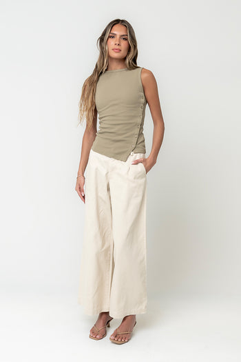 Nina Asymmetrical Tank in Olive - FINAL SALE