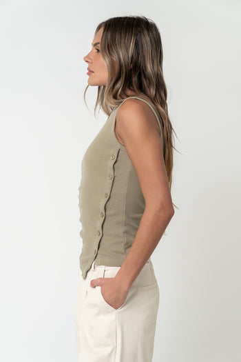 Nina Asymmetrical Tank in Olive - FINAL SALE