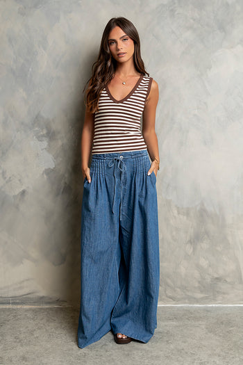 Kylen Striped Tank Top in Brown - FINAL SALE