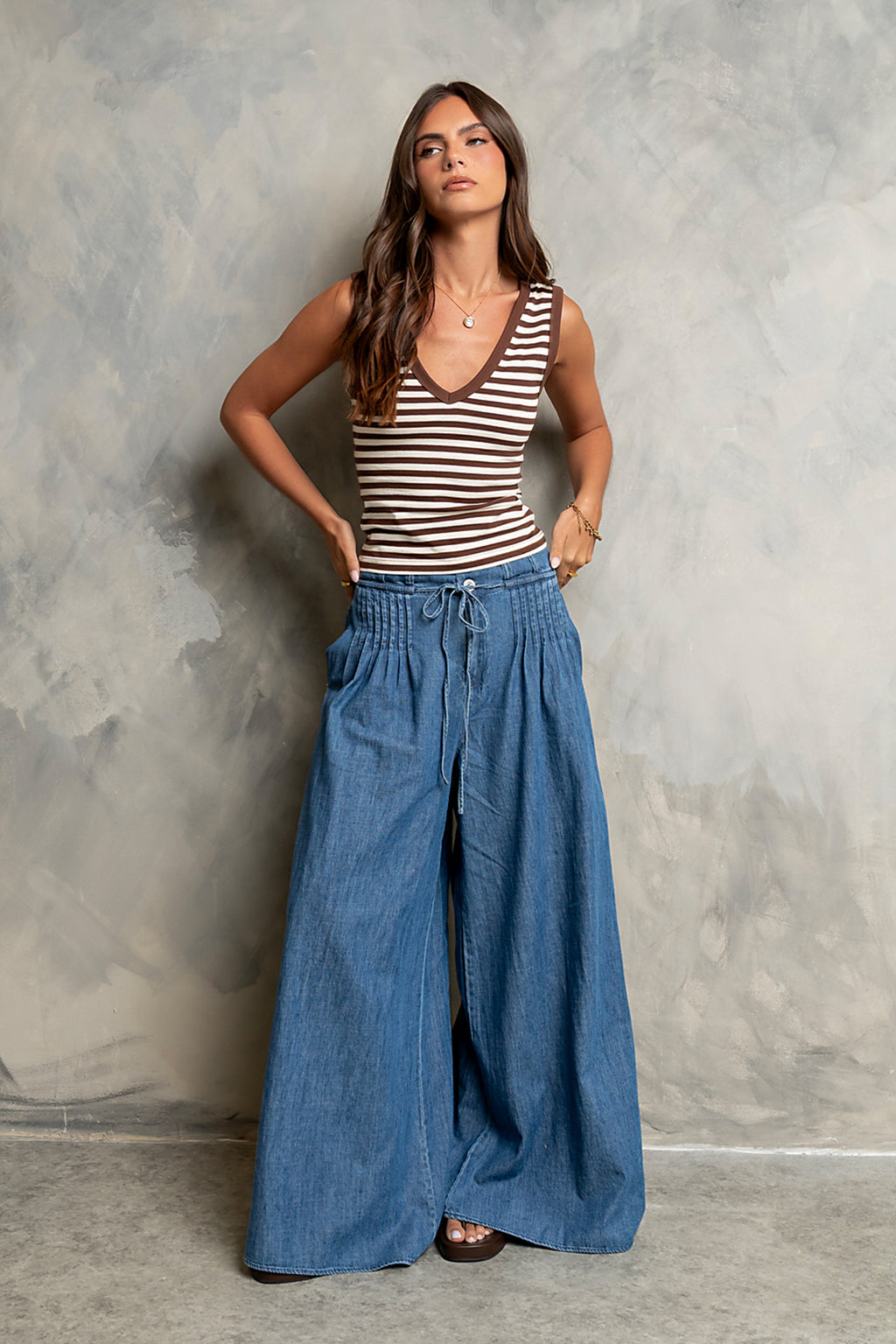Kylen Striped Tank Top in Brown - FINAL SALE