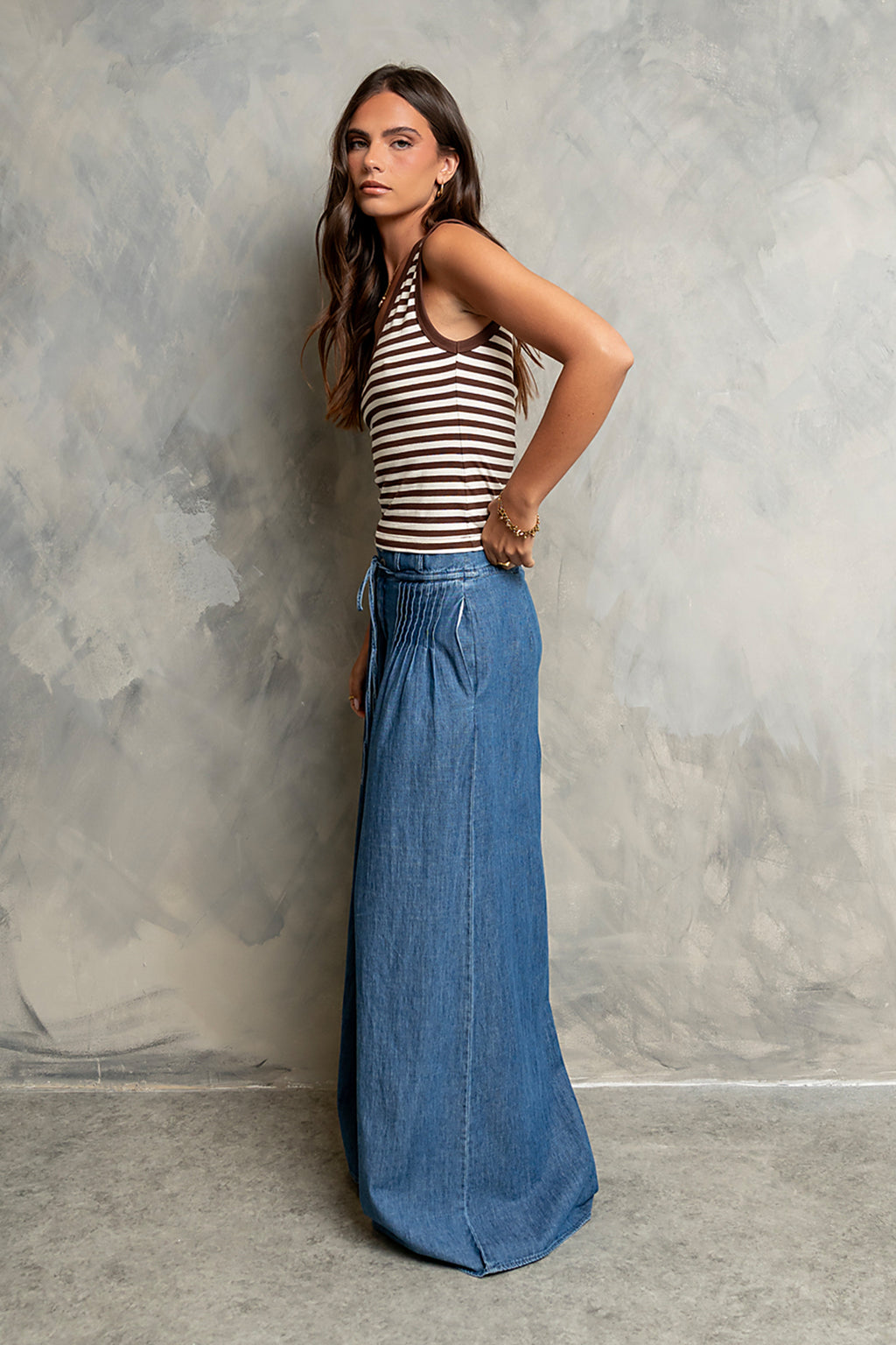 Kylen Striped Tank Top in Brown - FINAL SALE