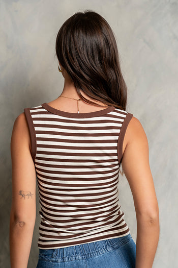 Kylen Striped Tank Top in Brown - FINAL SALE