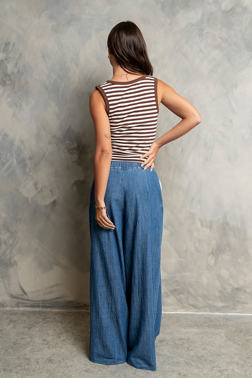 Kylen Striped Tank Top in Brown - FINAL SALE