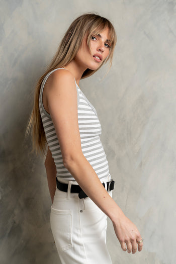 Kylen Striped Tank Top in Grey